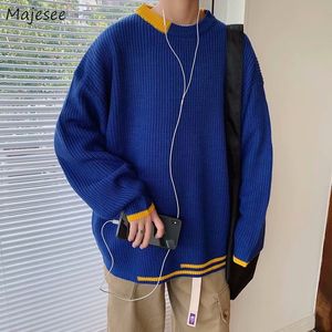 Sweater Men Patchwork Oversize Knitted Tops Couples Sweaters Outfit Fall In Harajuku Teens Jumpers O-neck Leisure Bf Fashion L220801