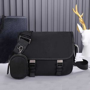 Men Cross Body Designer Bags black canvas man messenger bag top quality satchel waterproof Nylon crossbody wallet 2-piece Purses with coin Purse