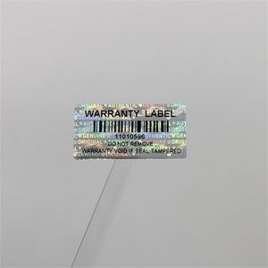 1000 Stück 30 x 15 mm holografische Garantie-Barcode-Seriennummernaufkleber, manipulationssichere Versiegelung, ungültiges Sicherheitsetikett, individuell angepasst 220607