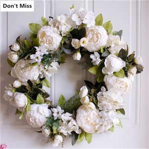 Fall Decorations Simulation Flower Wreath Christmas Wreath Decorations Door Hanging Ornaments Floral Garland Guirnaldas Navidad 201006