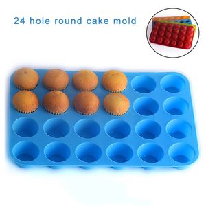 Mini Muffin Cup 24 Cavity Silicone Soap Cookies Cupcake Bakeware Pan Tray Mould Home DIY Cake Mold 220721