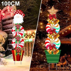 Juldekorationer Yard Signs Stakes Decoration Santa Claus Uteplats Utomhus Holiday Decor Festival Year Ornaments