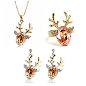 Brincos Colar Cristal austríaco O Lucky Deer Ladies Jewelry Jewellery Conjuntos de joias para a Irlanda Presentes de Natal