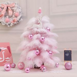 LED Pink Choink Tree Decor 4560 cm Feather Xmas Tree Romantyczne rok Navidad Dziewczyny Prezent Home Party Office Dekorat centrum handlowe 201027