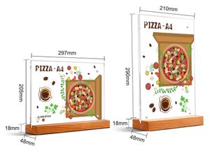 A4 Ramka na zdjęcia Akrylowa Restauracja Drewniana Cena Tag Display Stojak Desktop Sign Menu Menu Znak Stojak Reklama Plakat Karty Posiadacza