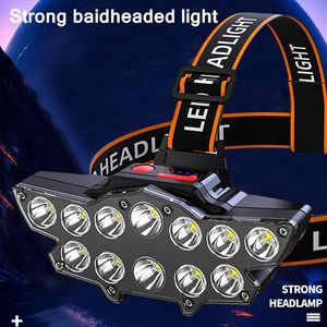 Headlamps 12led Headlamp Jaskrawe głowice Light Outdoor Regulowany Riding Running Torch Akumulator 2400mAh Lampa