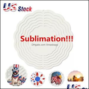 Christmas Decorations Festive Party Supplies Home Garden 2023 10 Inch Blank Sublimation Wind Spinner Sublimat Metal Painting Dhzta