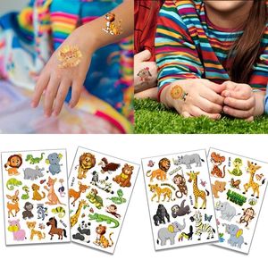 Party Decoration Animal Tattoo Sticker Forest Safari Jungle Theme Födelsedag Wild One First 2: e 4: e 5th 6th 7th 8th 9th Gifts