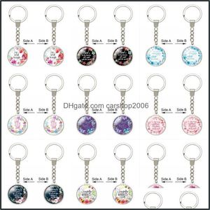 Key Rings Jewelry Fashion Charm Bible Circle Religion Rosary Keychains Women Handbag Pendant Car Keyring Gifts P377F Dh0Px