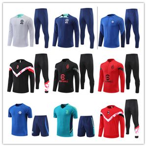22/23 Novo AC Milans Half Zipper Jacket Soccer Tracksuit 2022 2023 Inters Treinamento de futebol Conjunto de treinamento adulto e crianças Chandal Jersetementing