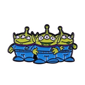 The Squeeze Toy Aliens Little Green Men LGMs 3 eyed space Pizza Planet enamel pin cute animated film brooch