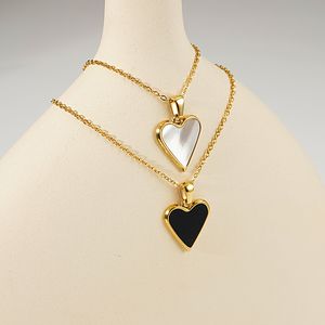 Enamel Heart Link Chain Necklaces Gold Titanium Steel Pendant Choker Necklace Love Charm Studs Earrings for Women Gift Fashion Brand Design Clavicle Jewelry