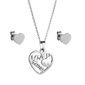 Heart Shaped Mother's Day Necklace Jewelry I love you mom Fashion Love Ladies Stud Earrings Set Ornaments Gift for women Girl