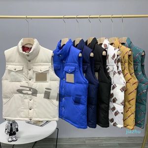 2022 5A 남성 패션 조끼 겨울 아래로 조끼 고품질 Womens 겉옷 Mens Parkas Unisex 코트 대비 색상 캐주얼 편지 패턴 S-3XL