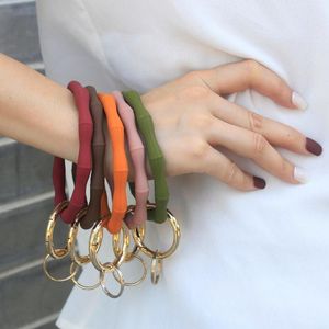 Keychains Silicone O Bracelet Keychain For Women Men Fashion Round Keyring Exaggerated Circle Wrist Accessories Wholesale