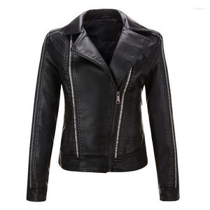Women's Jackets 2022 Spring Autumn Coats And Women Motorcycle Leather Black Coat Slim PU Bomer Jacket