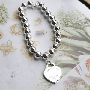 Fashion Silver Heart Card 8mm Redes redondas Bracelet Jewelry Holiday Gift 200925