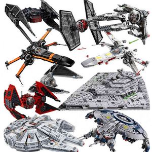 Stern MOC X-flgel Krawatte Kmpfer MicroFighters Bausteine Set Raum Ziegel Spielzeug Kinder Geschenke Space Wars Blocks Christmas G220414