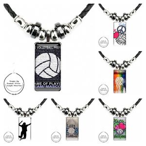 Pendant Necklaces Peace Love Volleyball Fashion Necklace Handmade Rectangle Shape Choker Black Hematite Jewelry Multi Designs On Sale
