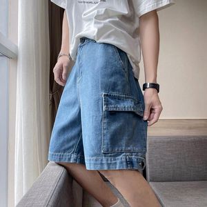 Heren jeans zomer denim shorts heren Koreaanse mode high street losse capri broek retro casual middenbroekbroeken's