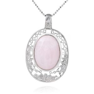 Big Natural Crystal Necklace Pendants for Women Semi precious Pink Quartz Pendant Oval Healing Rose Crystals Jewelry