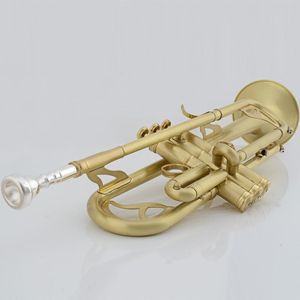 Högkvalitativ matt B-Key Professional Trumpet Jazz Instrument Antique Borsted CraftsManship Professional-Tone Trumpet Horn
