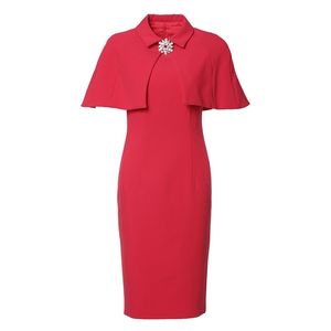 Wholesale red dress short sleeves resale online - women s new style dress solid Cape slim dress short sleeve red Dress female sheath dresses