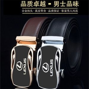 Cowskin pant belt automatic cowhide buckle men belts Fashion brand leather belt Business pants Ceinture Homme Car logo T200327