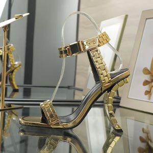 Scarpe firmate da donna personalizzate sandali catena di orologi di moda tacco in metallo tacchi alti 9 cm scarpe da sposa di lusso da passeggio per feste invio taglia 35-42 43