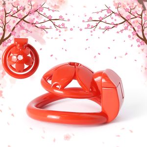 BDSM Pussy Vaginal Cock Cage Small Male Chastity Devices Bondage Lock Slave Penis Ring Sex Shop Gay Ladyboy Sex Toys New 3D Sakura Red