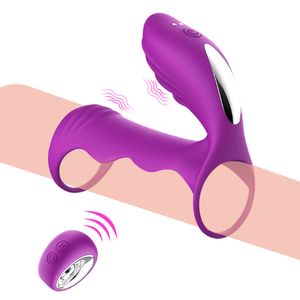 Ritardo Eiaculazione Clitoride Stimolatore del punto G Anello di blocco Giocattoli sexy per uomo Donna Anello del pene Anelli del pene Vibratore Maschile Vibrante