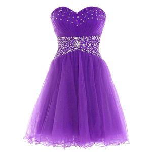 Beaded Tulle Homecoming Dresses Short Puffy A-Line Mini Graudation Cocktail Prom Party Gown A10