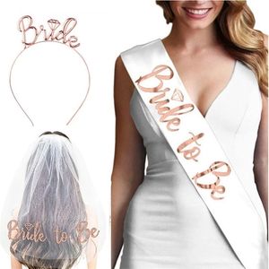 Bröllopsdekoration Bruddusch Veil Team Bride To Be Satin Sash Balloon Bachelorette Party Girl Hen Supplies 220815