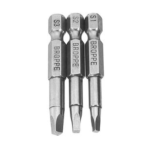 Hand Tools Broppe 3pcs Set 50mm Electric Driver Bits Screwdriver Drill Bit S1 S2 S3 1/4 Inch Hex Shank Magnetic Square HeadHand