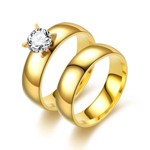 الموضة الإبداعية الفولاذ المقاوم للصدأ الزركون رنين الإناث 18K الذهب الذهب التيتانيوم الصلب الخاتم المجوهرات حلقات عيد الحب عيد الحب
