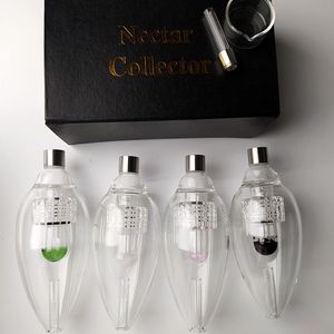 4 Colors of Tips Water Glass Pipe Smoking Delux Kits with Quarzt Nail Wax container Silicon Nector Collector Mini NC Kits Bird Dab Straw Hand Pipes NC23