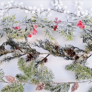 クリスマスリアルタッチ松ぼっくり雪だるまを添えた人工花松の枝xmasホリーリースミストルートイレックス年装飾ホームY201020202020202020