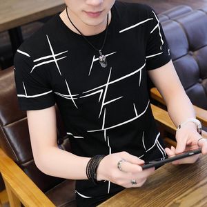 Mens T-Shirts Summer Mens T Shirt Striped 3D Print Men Casual Slim Fit Short Sleeve Tops Clothing M-3XL GraphicTeesMens