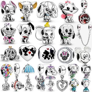 925 sterling Silver Dangle Charm Classic Cartoon Safety Chain Bead Fit Pandora Charms Bracelet Diy Jewelry Association