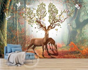Personalizza decorazione murale sfondo 3d da parati soggiorno camera da letto nordico foresta da sogno boutique divano tv sfondo murale murale murale