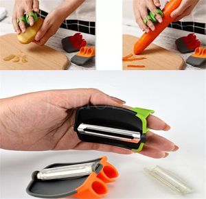 Fruit Peeler Tools rostfritt blad Lemon Grapefrukt Fruktskivare Double Fingers Opener Cutter Snabb Stripping Kitchen Gadgets DE580