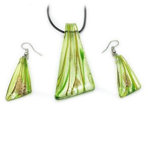 Orecchini Collana Yesucan Uomo Vintage Verde Girocollo Femminile Smalti Colorati Set di Gioielli Bijoux in Vetro di Murano Ciondolo Regalo di NataleOrecchini