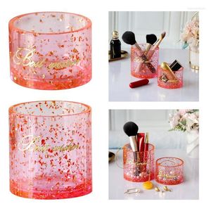 Storage Boxes & Bins Makeup Brush Holder Resin Clear Easy Clean Brushes Jewelry Accessories Creative Tackle Box For Bathroom