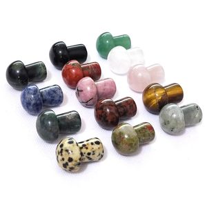 2cm Thick Style Natural Stone Carved Crystal Mini Mushroom Healing Reiki Mineral Statue Crystal Ornament Home Decor Gift Mix Colors on Sale