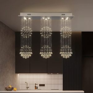 Rektangel Crystal Chandelier RainDrop Tak Fixture Inomhusljus för matsal Kök Island L39 