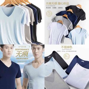 Summer Mens T Shirts Casual Ice Silk T-shirt Men's Thin Men's Short-sleeved Sports T-shirt Bottoming Shirt Y220606