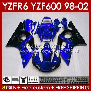 Carrozzeria per YAMAHA blue stock blk YZF 600 CC YZF-600 YZF-R6 1998 1999 2000 2001 2002 Corpi 145No.113 YZF600 600CC YZF R6 R 6 98-02 Telaio YZFR6 98 99 00 01 02 Kit carenatura OEM