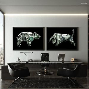 Pinturas Bull Bear Wall Street Art Canvas Painting And Posters Prints Pictures For Room Living Home Decoration Frameless Paintings
