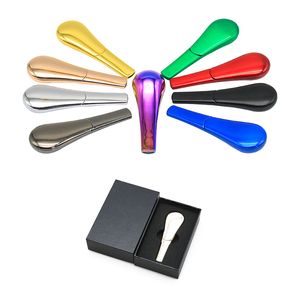 New Zinc Alloy Spoon Shape Dry Herb Smoking Pipe With Cover Tobacco Herbal Vaporizer Mutil-Colors Optional In Box Kit DHL Ship