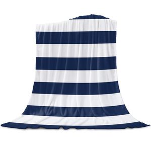 Blankets Blue And White Stripes Simple Throw Blanket Home Decoration Sofa Warm Microfiber For Bedroom